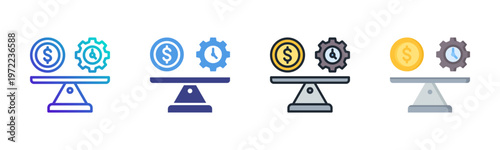 Break Even Point Icon Set Vector Collection Isolated In Black And White