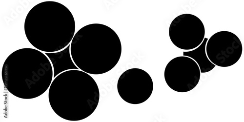 Set of Multiple circle photo collage template vector illustration. black and white picture wall album for abstract background, business, collage art and brush, digital photo, papers and stationary.