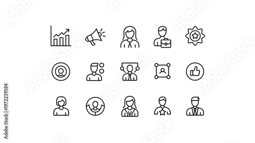Collection of diverse icons representing various professions and activities Vector