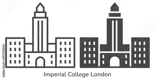 Imperial education campus outline icon set on transparent background