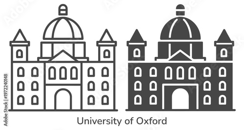 Oxford education campus outline set icon