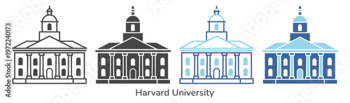 Harvard education campus outline icon set on transparent background