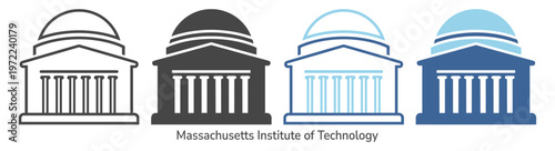 MIT education campus outline set icon