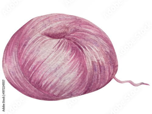 Hand drawn watercolor knitting and sewing elements set. A ball of yarn, crochet, thread, handcraft supplies, sewing, embroidering. Handmade and hobby supplies in blue, beige and pink colors. Vintage