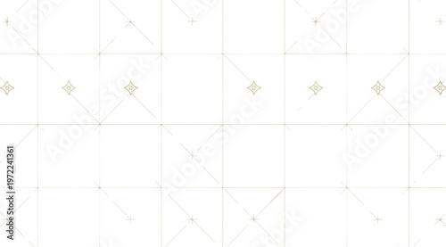 Seamless geometric pattern with gold lines and star shapes
