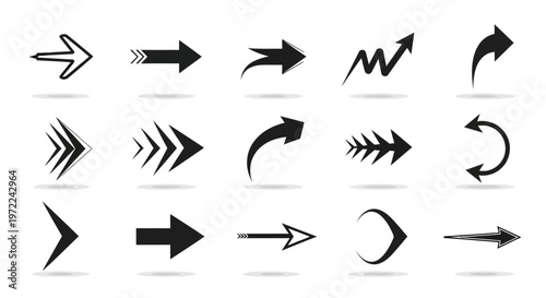 arrow Black arrows, directional icons, vector graphics, symbol set isolated on White Background vactor EPS