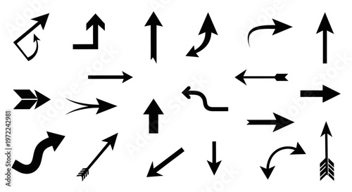 arrow Black arrows, directional icons, vector graphics, symbol set isolated on White Background vactor EPS