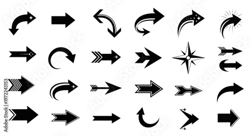 arrow Black arrows, directional icons, vector graphics, symbol set isolated on White Background vactor EPS