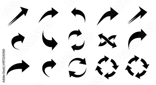 arrow Black arrows, directional icons, vector graphics, symbol set isolated on White Background vactor EPS
