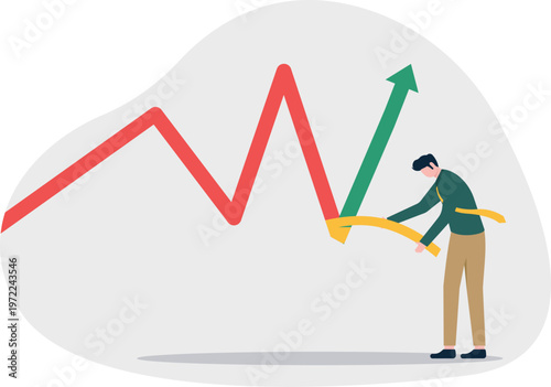 Professional trying to stop a falling line on a growth chart