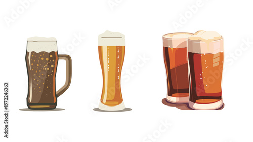 Modern beer vector illustration clean shapes simple flat design minimalistic beverage glass mug frothy golden ale refreshment alcohol icon contemporary style crisp outline decorative concept