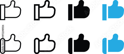 Set of thumbs up icons, social media like buttons, vector illustration