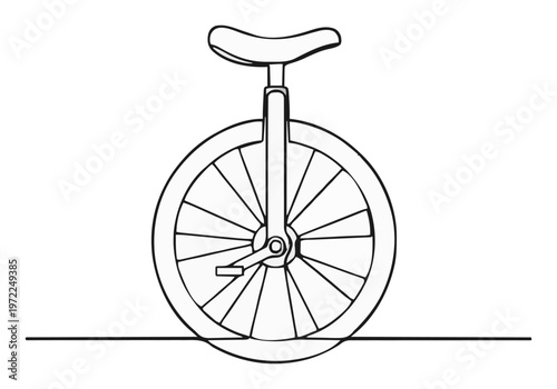 Minimalist unicycle line art icon. Generative AI