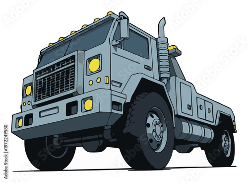 Minimalist tow truck line art icon. Generative AI