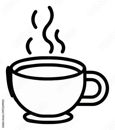 Minimalist line art espresso cup vector icon. Generative AI