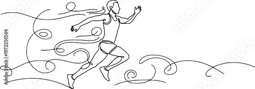 Minimalist One Line Art of a Person Running - Concept of Fitness Cardio and Healthy Lifestyle Vector Illustration