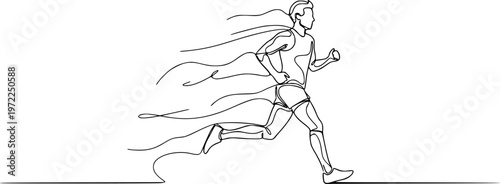 Minimalist One Line Art of a Person Running - Concept of Fitness Cardio and Healthy Lifestyle Vector Illustration
