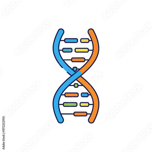 Colorful illustration of a DNA double helix, representing genetics and science.