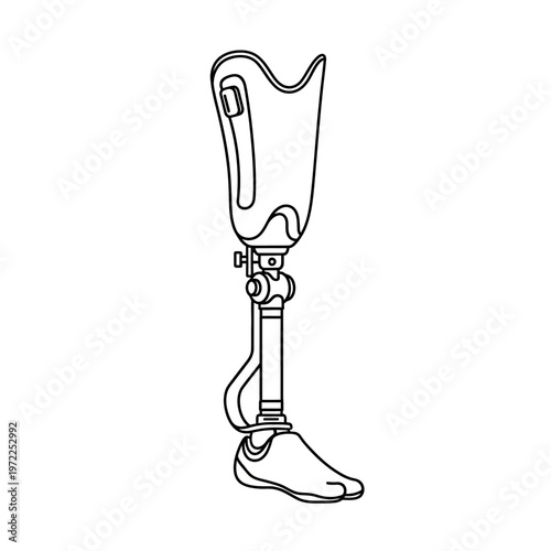 Detailed outline of a prosthetic leg for medical and healthcare purposes.