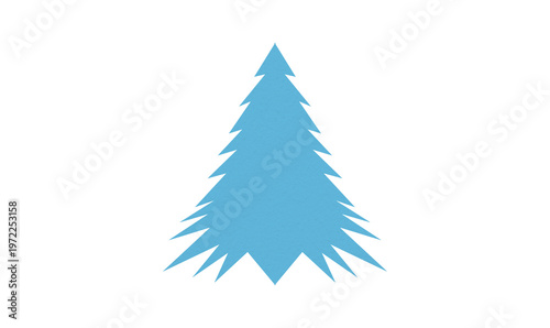 A cute light blue Christmas tree made of paper is placed on a transparent background.