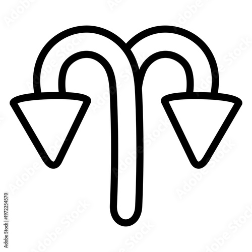 A premium download icon of turn down left and right arrows