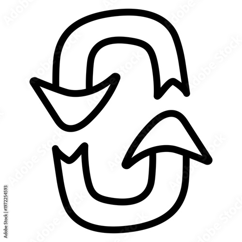 An icon design of reversible arrows isolated on white background 