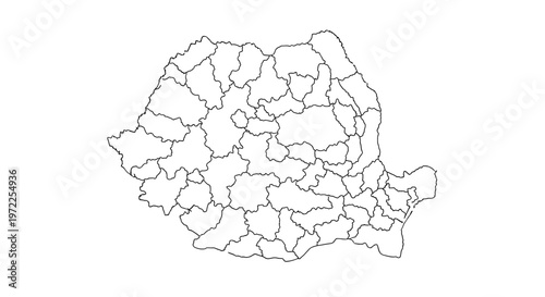 Outline map of Romania showing its administrative divisions or counties.