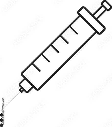 Injection Syringe Medical Icon Isolated on Black and White Vector 