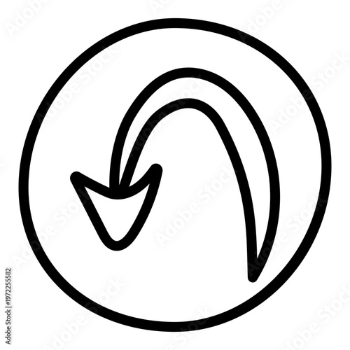 Turn down left arrow, editable vector 