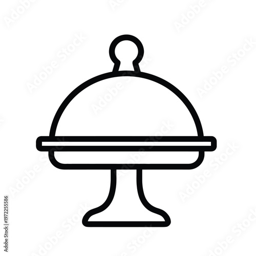 Food cloche icon line art style