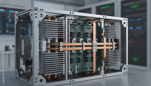 Industrial solid state transformer SST module with heavy aluminum heatsinks