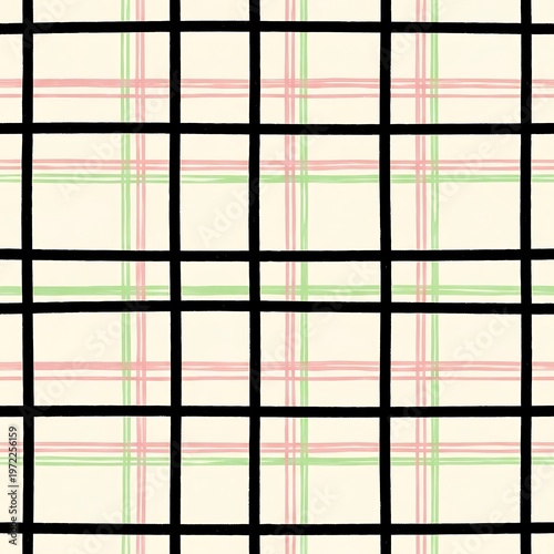 Cream and pastel plaid seamless pattern background