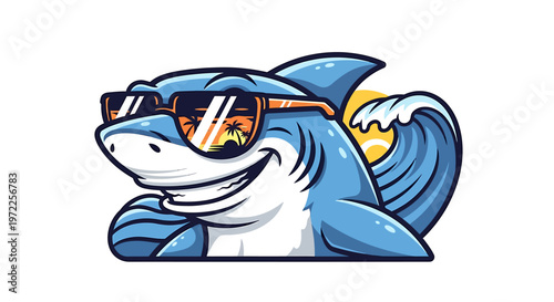 Smiling shark with trendy sunglasses on.