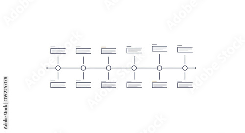 Conceptual illustration of business process timeline with folders and circles