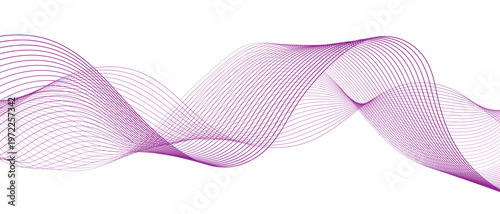 A graceful pink satin ribbon curves in a delicate wavy motion across a clean white backdrop, creating a minimalist digital art design element with flowing lines and a soft, elegant texture