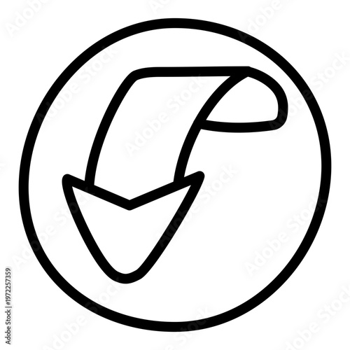 A unique design icon of turn down arrow 