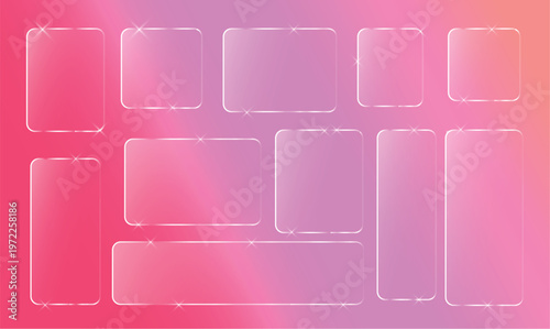 Frosted glass panels on pink and purple gradient background