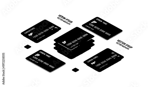 Realistic credit card mockups with glossy 3d style banking payment cards vector illustration isolated on white