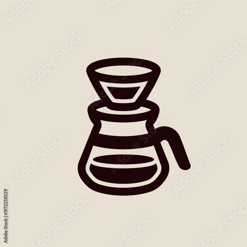 Minimal coffee filter dripper vector icon in clean modern style. Pour over brewing concept isolated on light background, perfect for cafe design and barista graphics