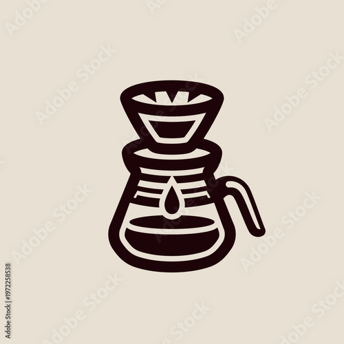 Coffee filter brewing icon in minimal style. Drip pour over vector illustration perfect for barista tools, cafe graphics and modern design