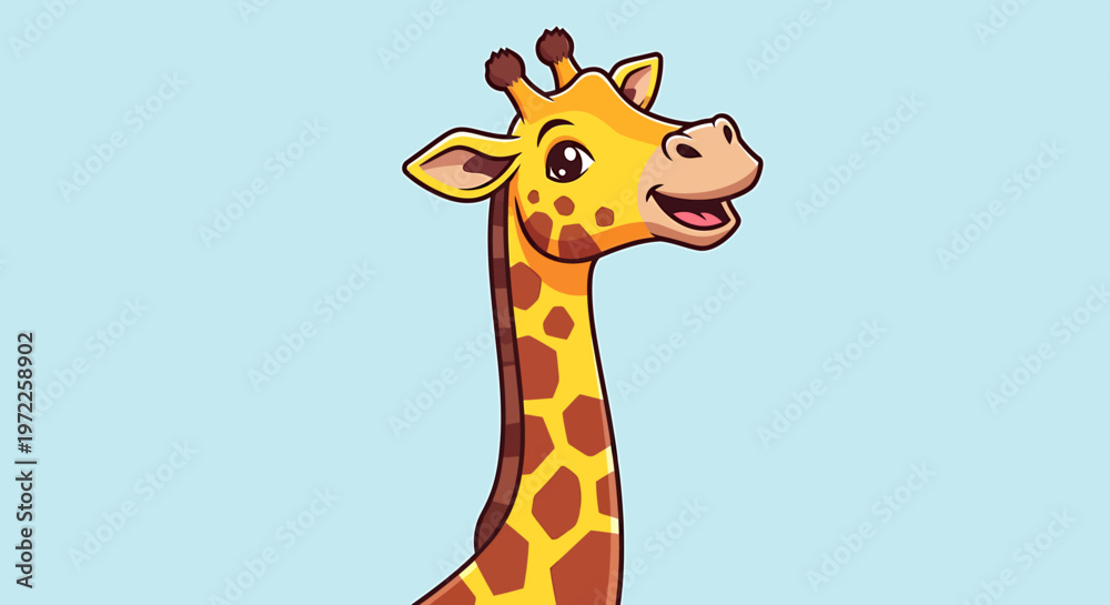 Obraz premium Smiling Cartoon Giraffe Closeup Portrait.