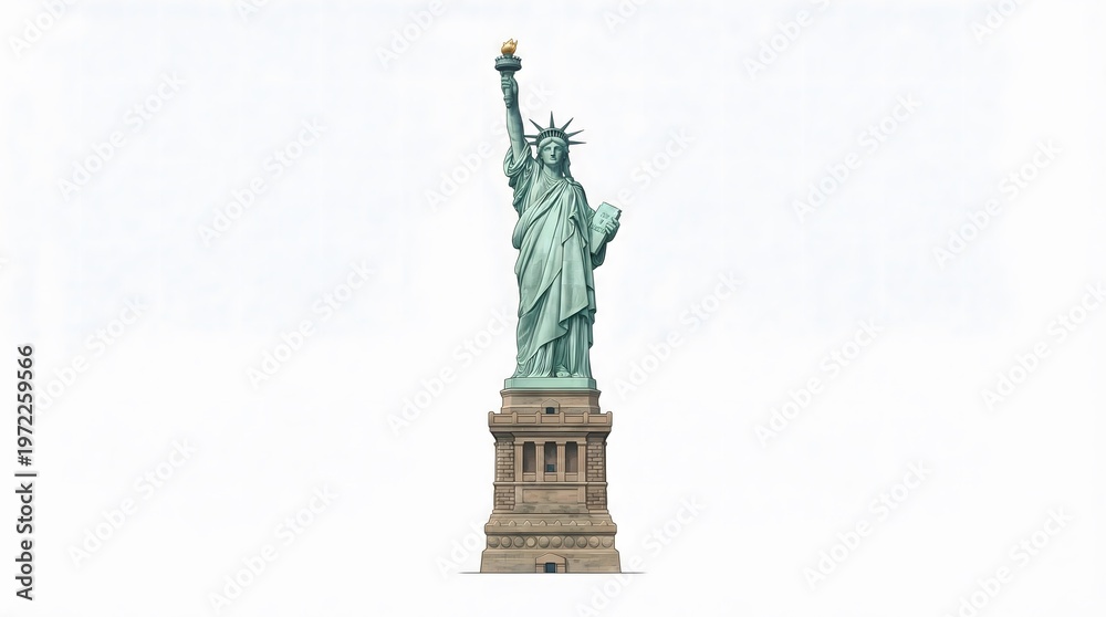 Fototapeta premium Iconic Statue of Liberty, a Symbol of Freedom and Democracy, Standing Tall in New York City Harbor