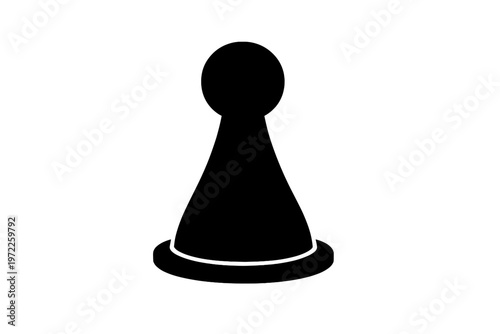 Black chess pawn silhouette on white background