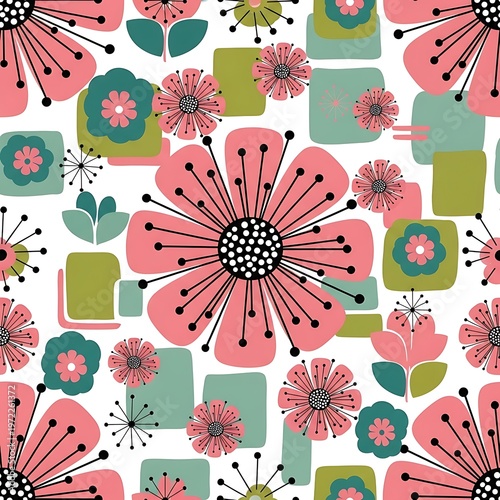 Retro Floral Pattern Seamless Repeating Background