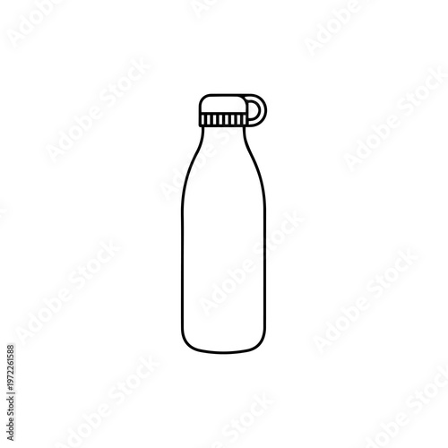 Minimalist Monoline Reusable Water Bottle Vector Icon