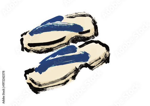 下駄の筆書き和風イラスト