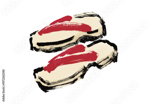 下駄の筆書き和風イラスト