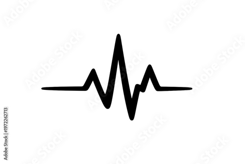 Minimalist black heartbeat line symbol on white background