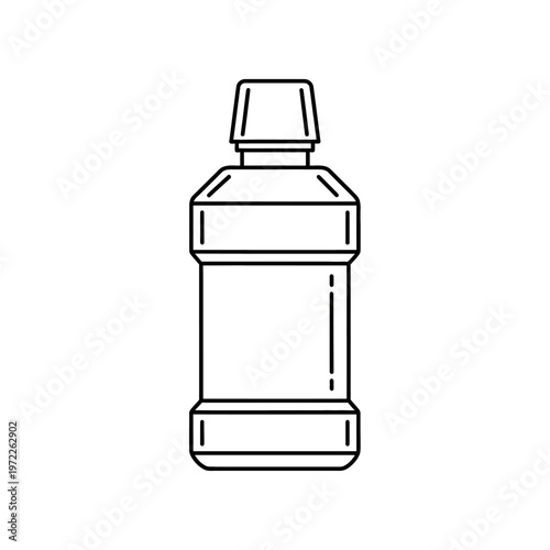 Outline illustration of a mouthwash bottle, perfect for dental hygiene and health.