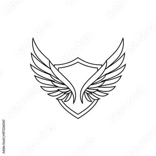 Wings Shield Emblem Icon Symbol.